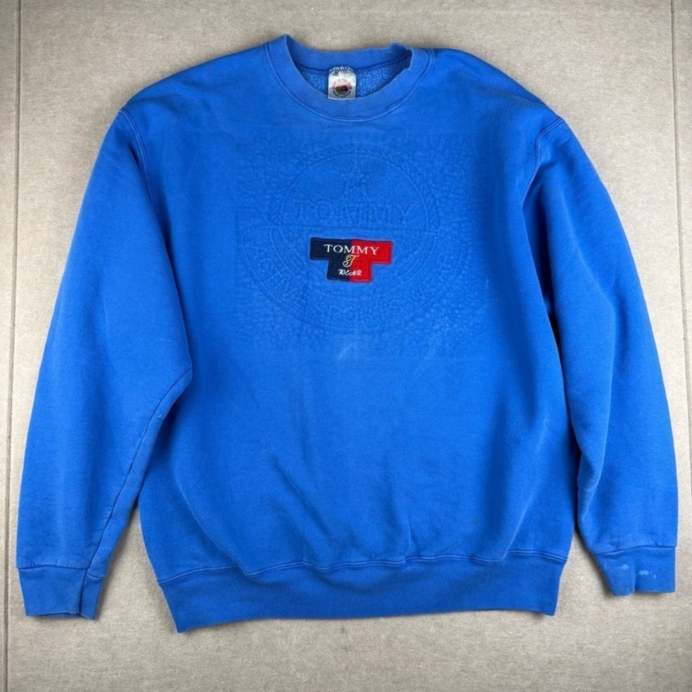 Vintage Fruit of the Loom Sweatshirt Men's XL Blue Tommy Wear Embossed USA Made